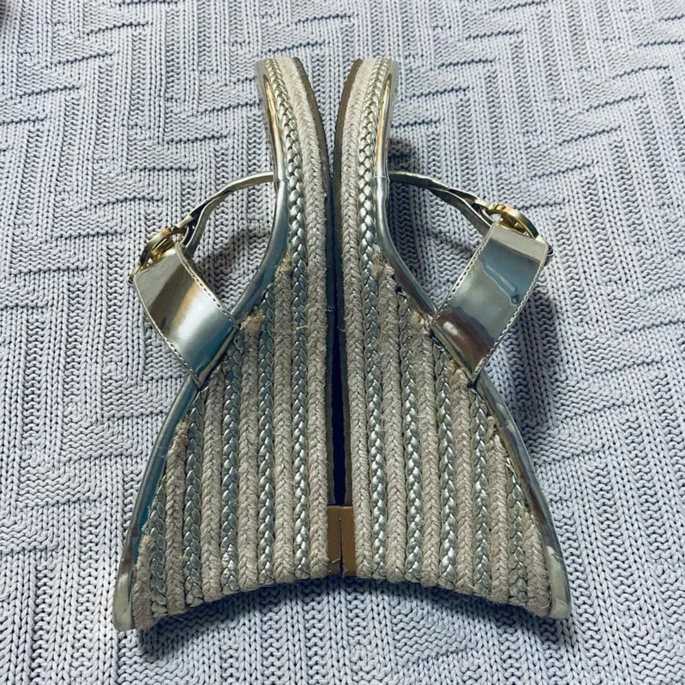 Michael Michael Kors platinum espadrille wedge sandals
